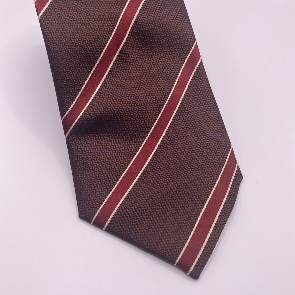 Sarar Classic Brown and Red Striped Tie
